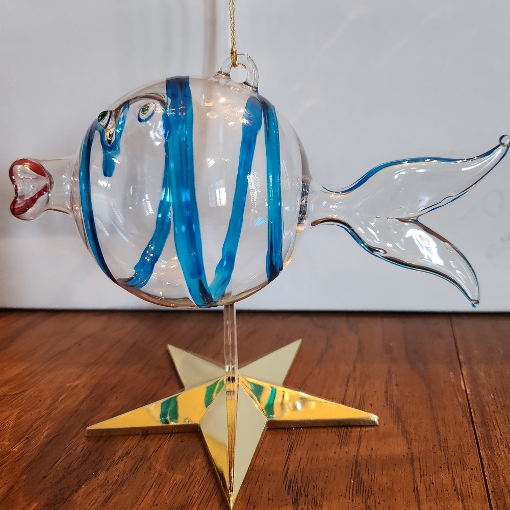Vintage Vietri Italian Mouth Blown, Hand Painted Fish Ornament